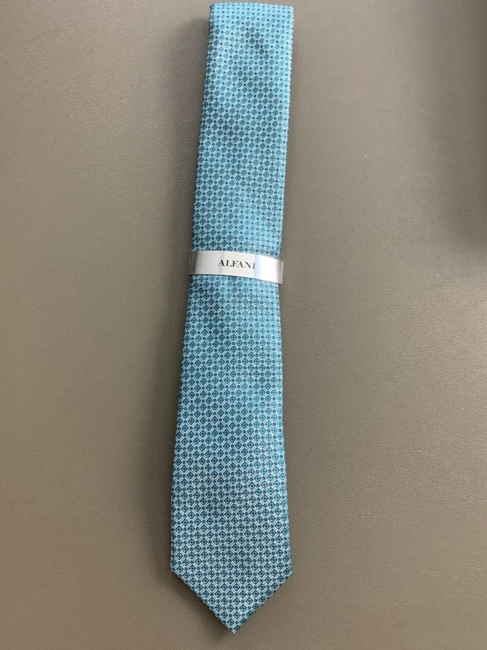 Alfani Men's Slim 2.75'' 100% Polyester Neck Tie, Teal Scutari Geometric Pattern